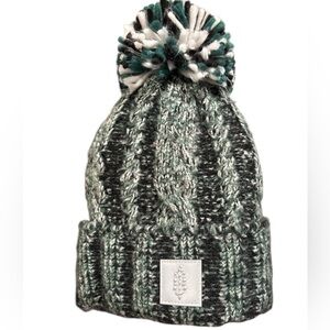 FP Movement Pom Party Reflective Beanie NWT Green Black Combo